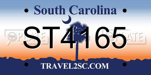 ST4165 South Carolina License Plate