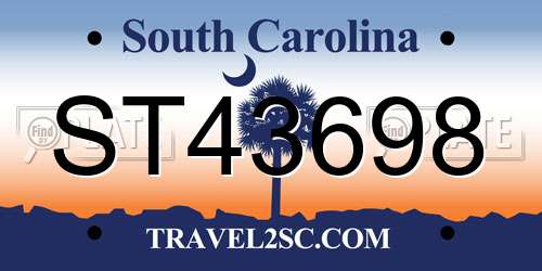 ST43698 South Carolina License Plate