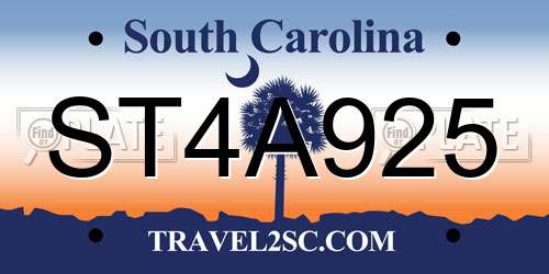 ST4A925 South Carolina License Plate