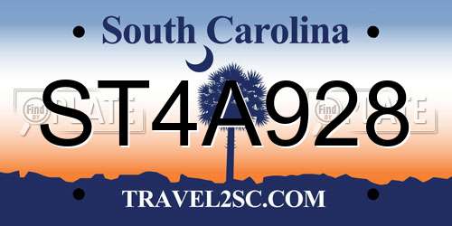 ST4A928 South Carolina License Plate