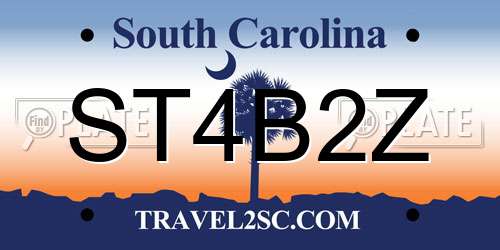 ST4B2Z South Carolina License Plate