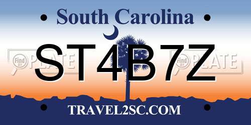 ST4B7Z South Carolina License Plate