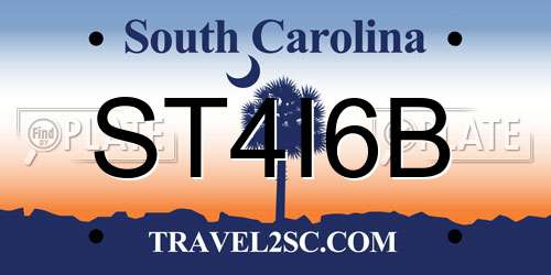 ST4I6B South Carolina License Plate