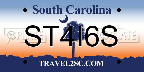 ST4I6S South Carolina License Plate