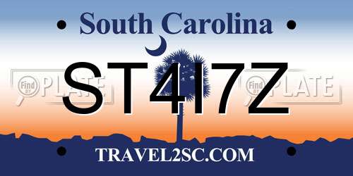 ST4I7Z South Carolina License Plate
