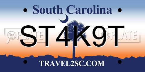 ST4K9T South Carolina License Plate