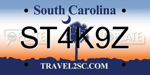 ST4K9Z South Carolina License Plate