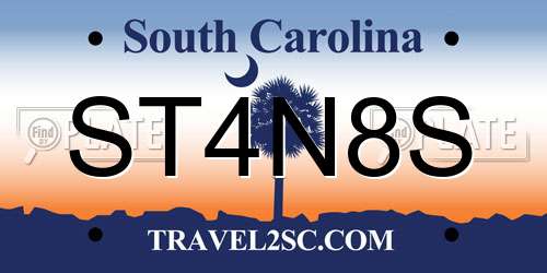 ST4N8S South Carolina License Plate