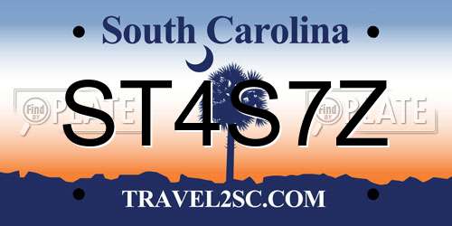 ST4S7Z South Carolina License Plate