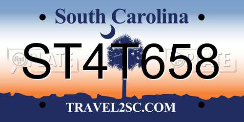 ST4T658 South Carolina License Plate