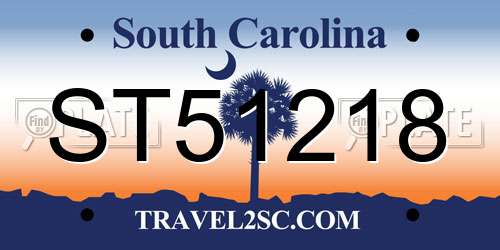 ST51218 South Carolina License Plate