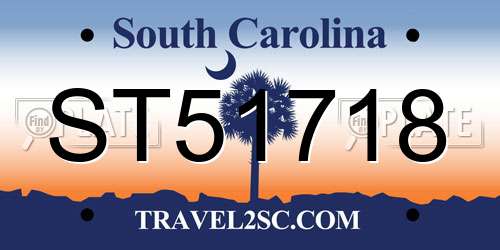 ST51718 South Carolina License Plate