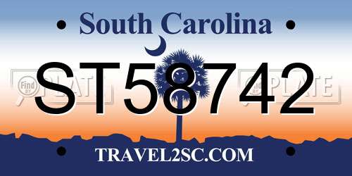 ST58742 South Carolina License Plate