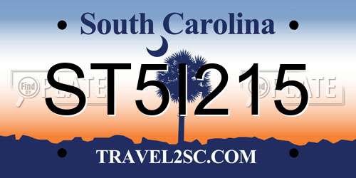 ST5I215 South Carolina License Plate