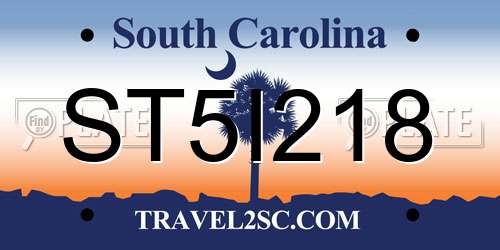 ST5I218 South Carolina License Plate