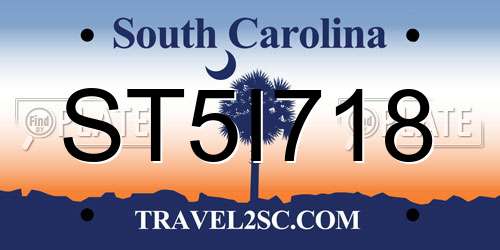 ST5I718 South Carolina License Plate