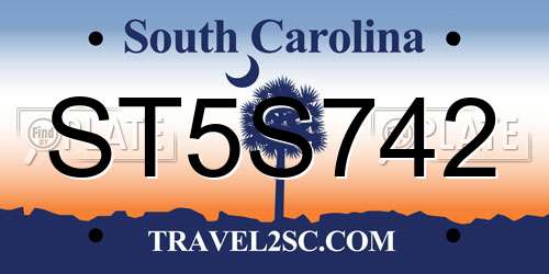 ST5S742 South Carolina License Plate