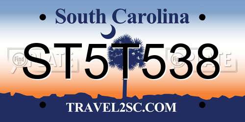ST5T538 South Carolina License Plate