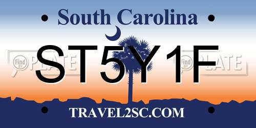 ST5Y1F South Carolina License Plate