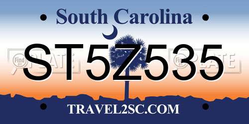ST5Z535 South Carolina License Plate