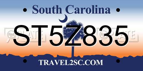 ST5Z835 South Carolina License Plate