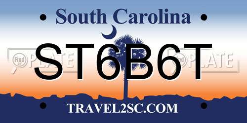 ST6B6T South Carolina License Plate