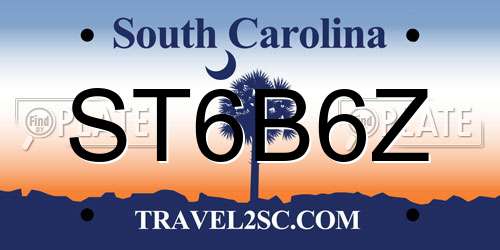 ST6B6Z South Carolina License Plate