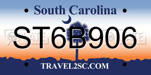 ST6B906 South Carolina License Plate
