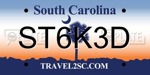 ST6K3D South Carolina License Plate