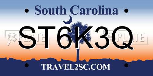 ST6K3Q South Carolina License Plate