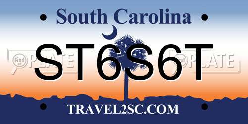 ST6S6T South Carolina License Plate