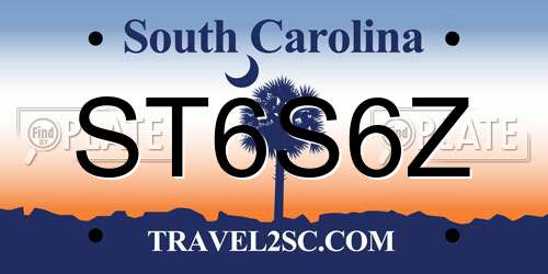 ST6S6Z South Carolina License Plate