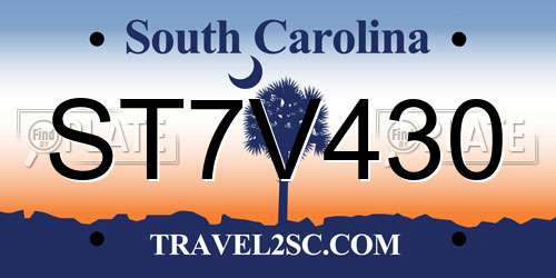 ST7V430 South Carolina License Plate