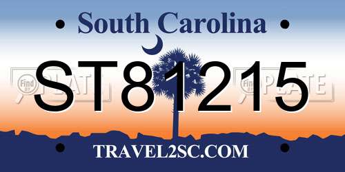 ST81215 South Carolina License Plate
