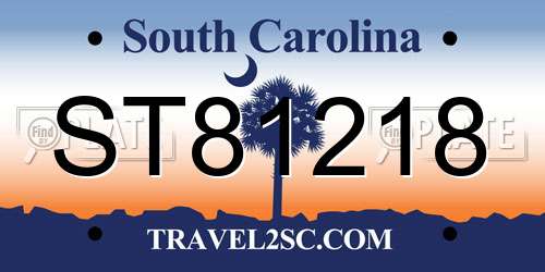 ST81218 South Carolina License Plate