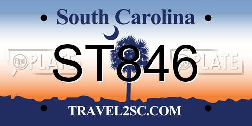 ST846 South Carolina License Plate