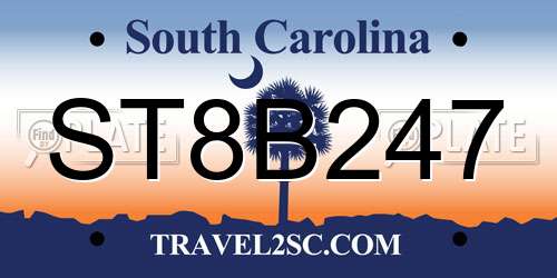 ST8B247 South Carolina License Plate
