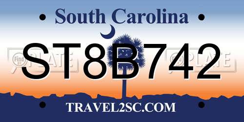 ST8B742 South Carolina License Plate
