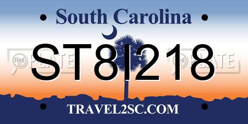 ST8I218 South Carolina License Plate