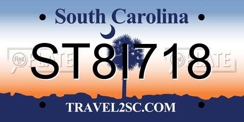 ST8I718 South Carolina License Plate