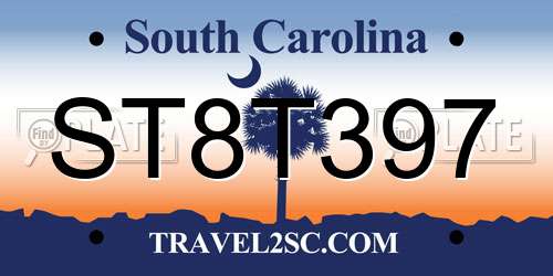ST8T397 South Carolina License Plate