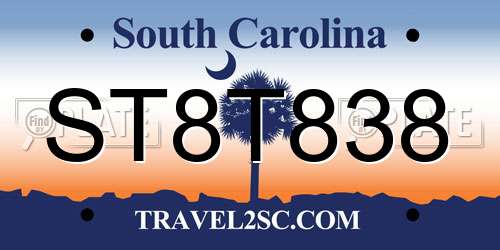 ST8T838 South Carolina License Plate