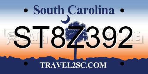 ST8Z392 South Carolina License Plate