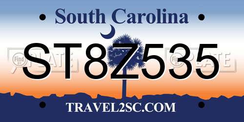 ST8Z535 South Carolina License Plate