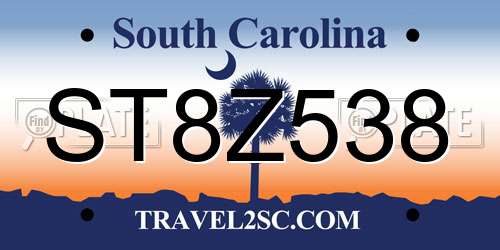 ST8Z538 South Carolina License Plate