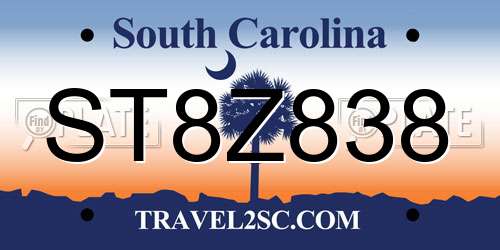 ST8Z838 South Carolina License Plate