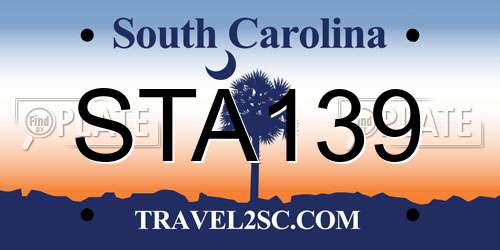 STA139 South Carolina License Plate