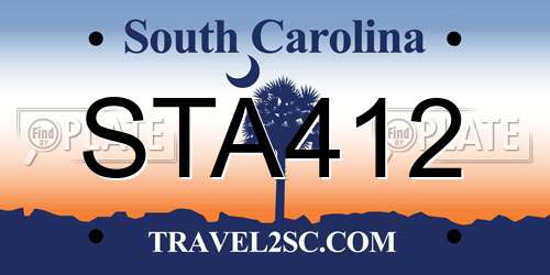 STA412 South Carolina License Plate