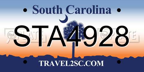 STA4928 South Carolina License Plate