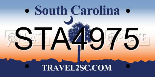 STA4975 South Carolina License Plate